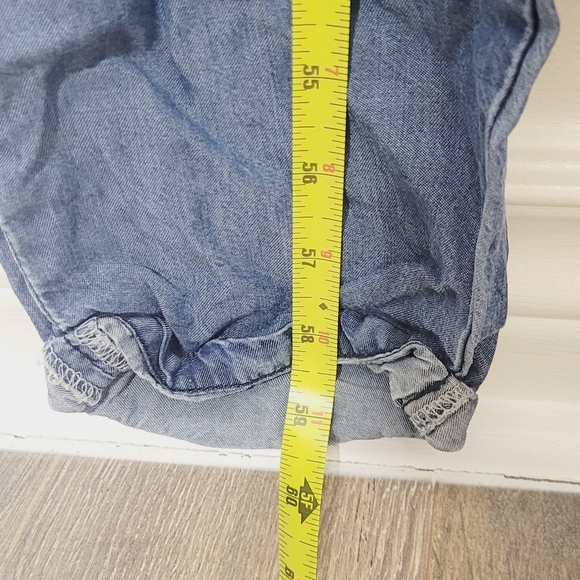 Kenneth Cole Blue Short Sleeve Full Length 1/2 Buttons Drawstring Waist Romper M - Picture 9 of 11